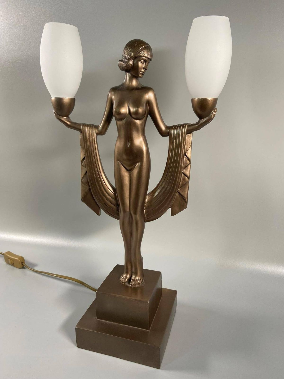 Vintage Table Lamp Art Deco Table Lamp Nude Woman Bauhaus Lamp Vintage Bedside Lamp photo for sale