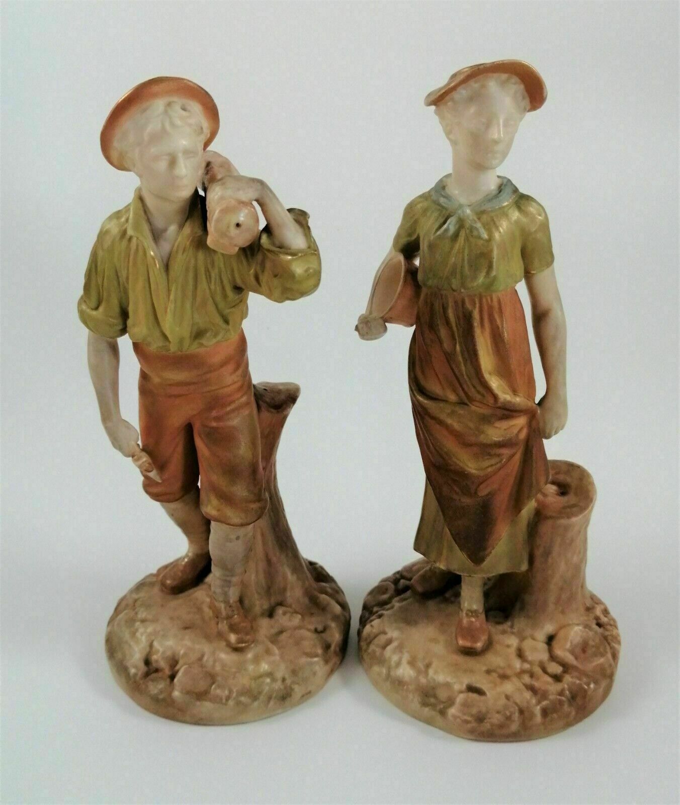 Antique Royal Worcester Figurines Of Woodsman And His Wife,James Hadley photo 500.0
