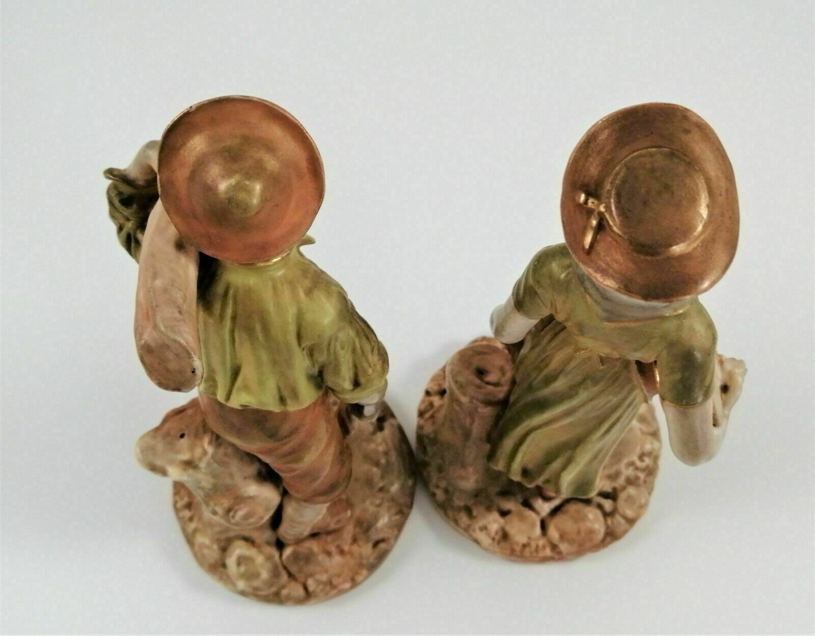 Antique Royal Worcester Figurines Of Woodsman And His Wife,James Hadley photo vintage