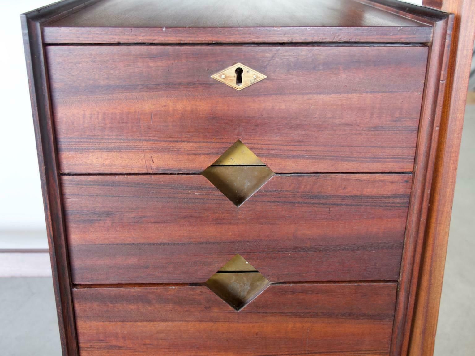 Small Wooden Italian Writing Desk With Brass Details photo Furniture
