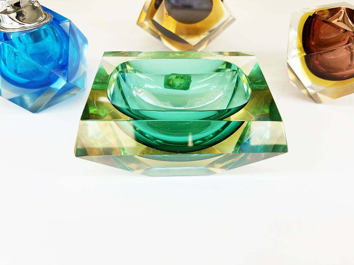 Lot Ashtrays And Diamond Lighter Murano Venice 1970 N. 4  Art photo furniture