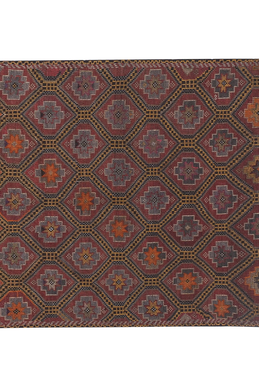 1960s Hand Woven Flat Weave Kilim Rug 6'4'' X 8' photo Textiles