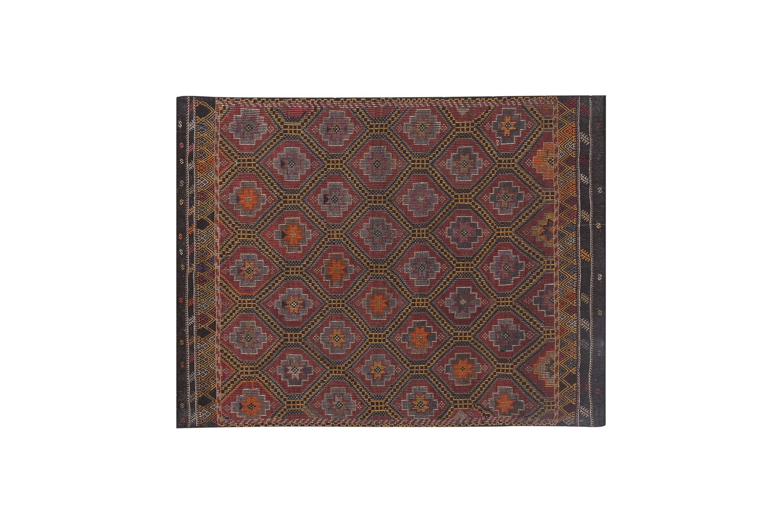 photo for sale 1960s Hand Woven Flat Weave Kilim Rug 6'4'' X 8'