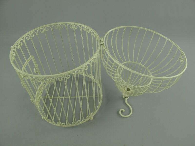 Antique Still Garden Cage White Round Set Of 2 Decorated With Birds photo for sale