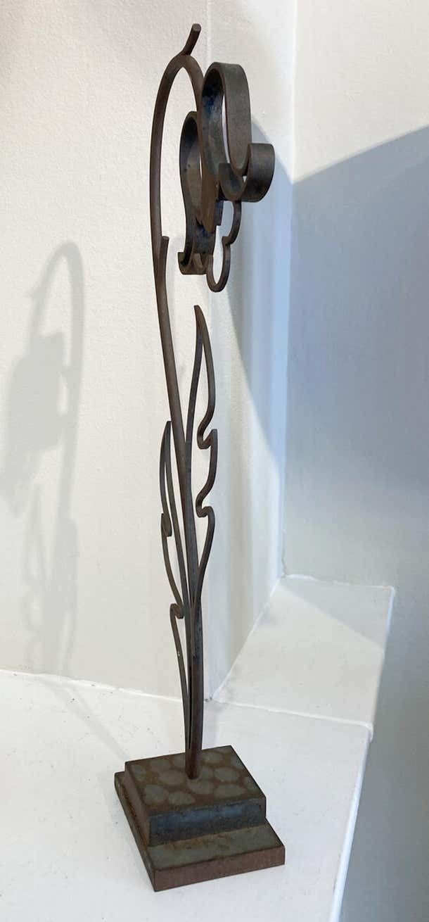 Mid Century Bronze Flower Sculpture Signed Michel Zadounaïsky France 1989 photo Art