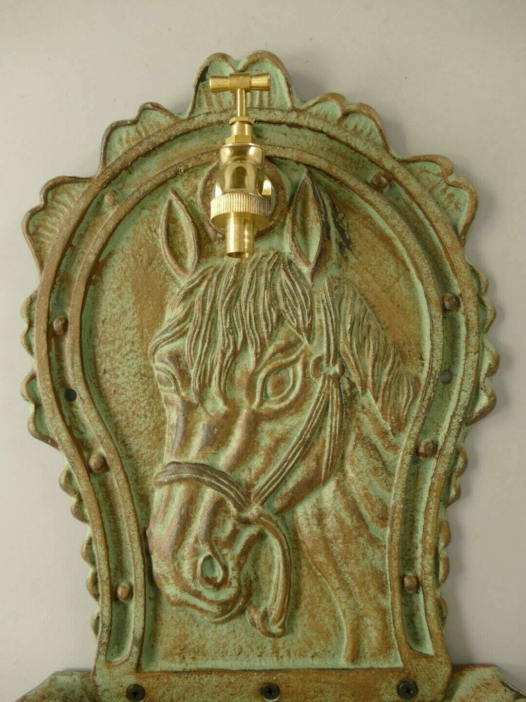 Antique Style Wall Fountain Cast Aluminum Sink Green photo Garden Decor