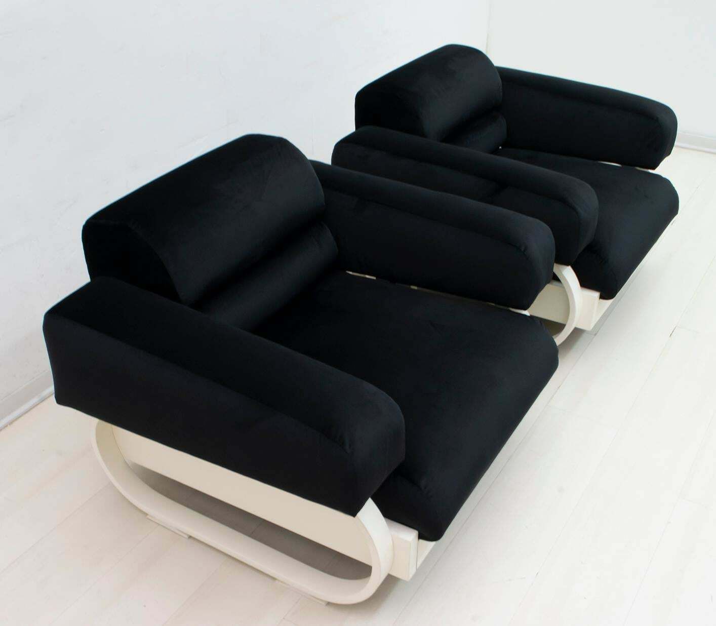 Pair Of Mid Century Modern Italian Velvet Armchairs, 1960s photo Furniture