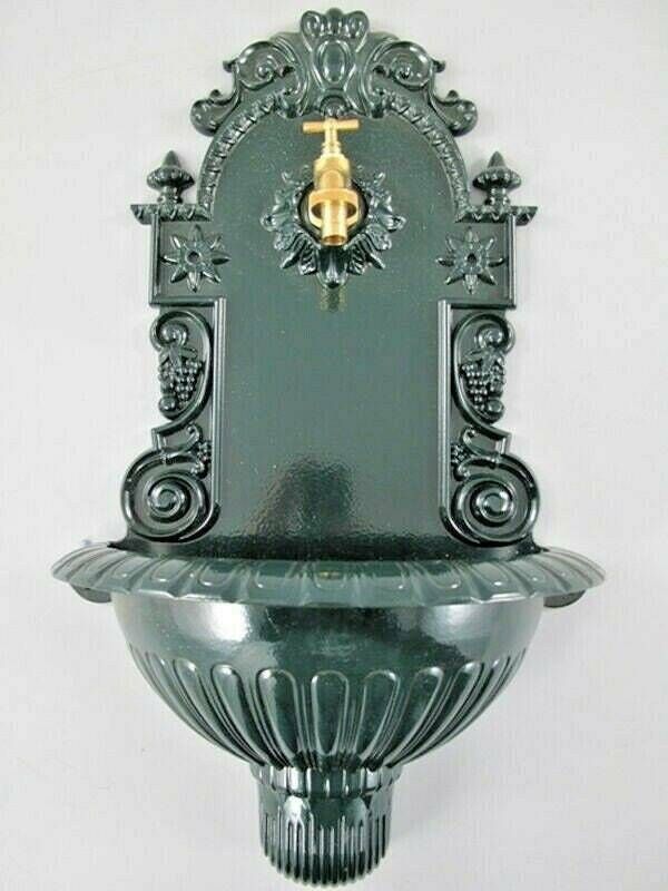 Antique Style Wall Fountain Cast Aluminum Sink Green