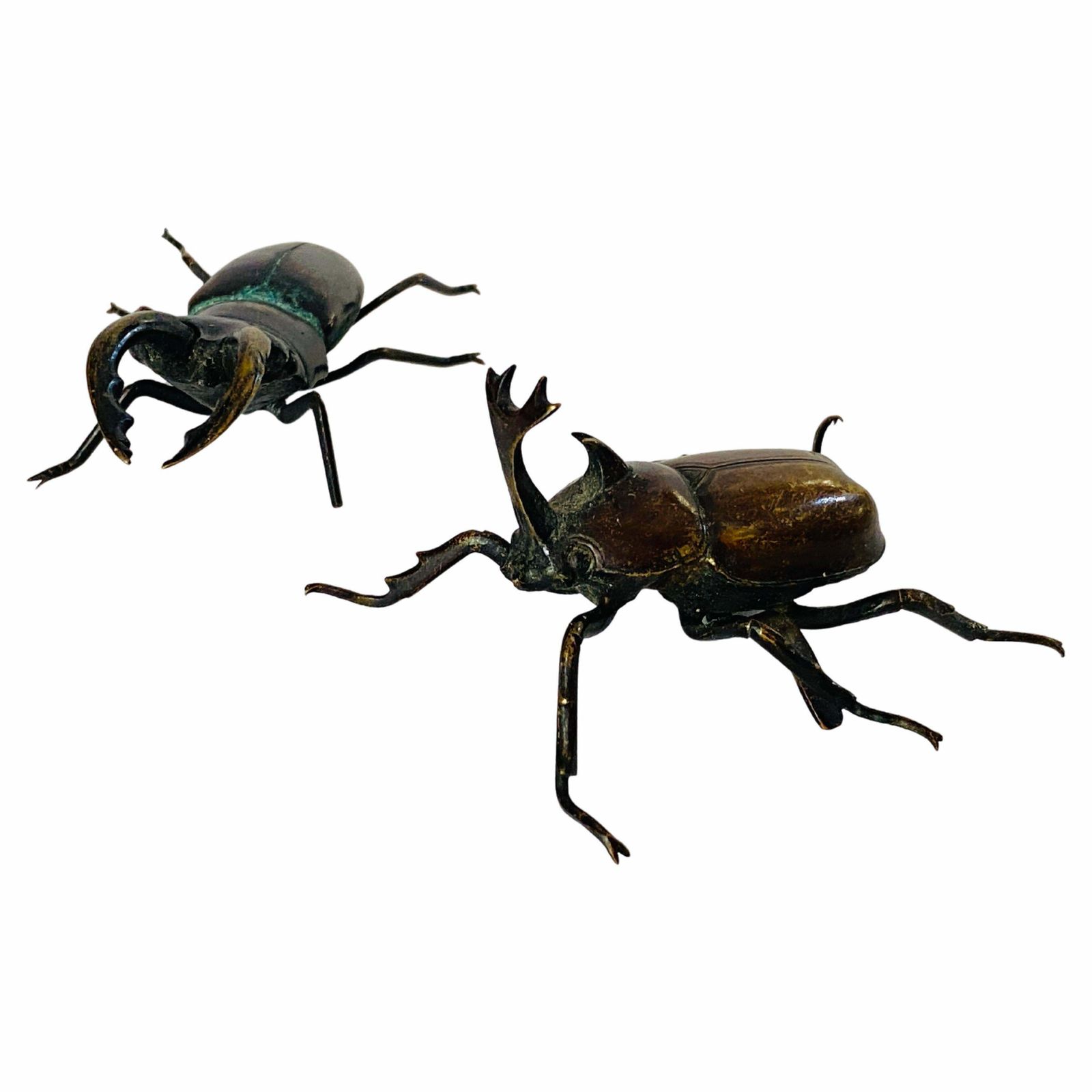 Antique Vienna Bronze Sculpture Of Beetles In Bergman Style Austria Set Of 2