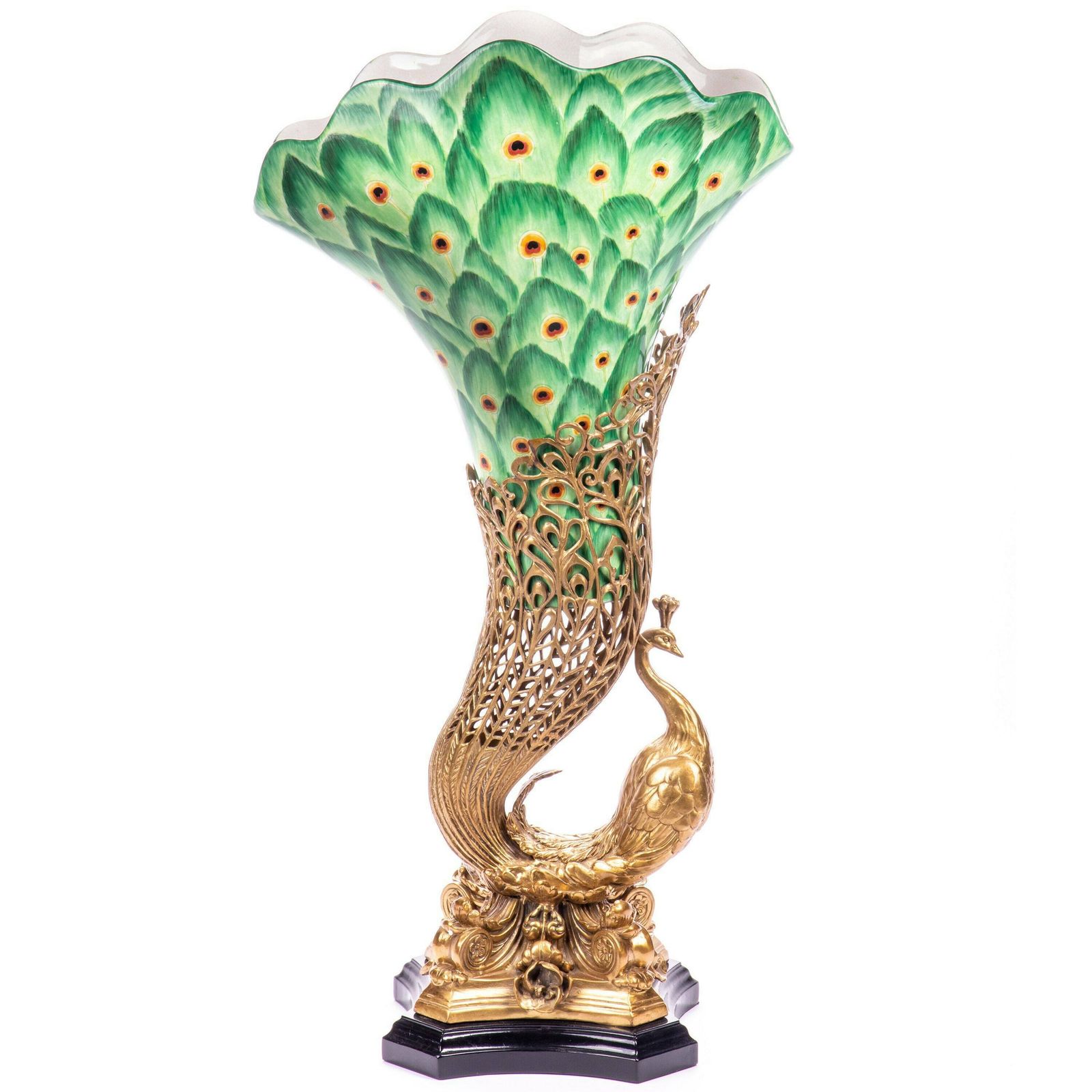 Amazing Swan Porcelain Vase With Bronze Base In Shape Of Swan Figurine, Exclusive Wedding Gift Idea