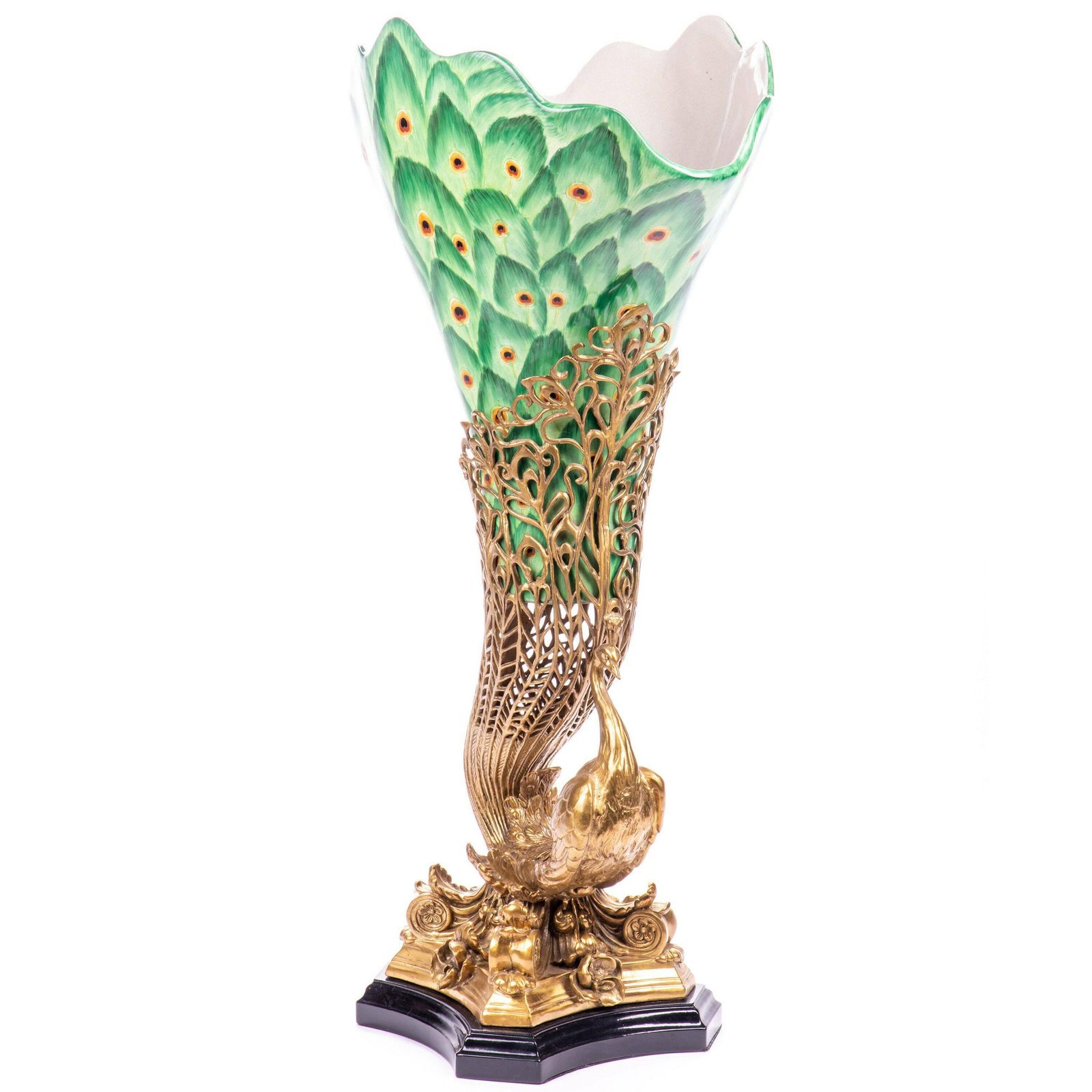 Amazing Swan Porcelain Vase With Bronze Base In Shape Of Swan Figurine, Exclusive Wedding Gift Idea photo for sale