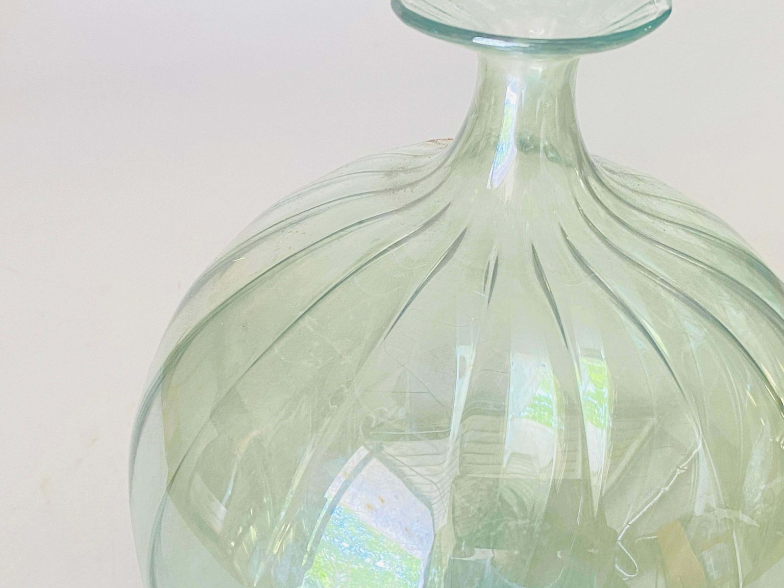 Vetro Soffiato Glass Vase For Venini Murano, Circa 1970 Green Colour Very Light photo buy