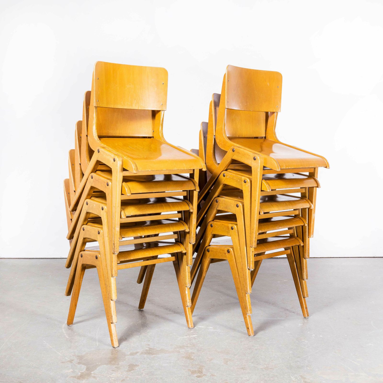 1950’s Casala Honey Beech Stacking Dining Chair – Set Of Ten photo buy