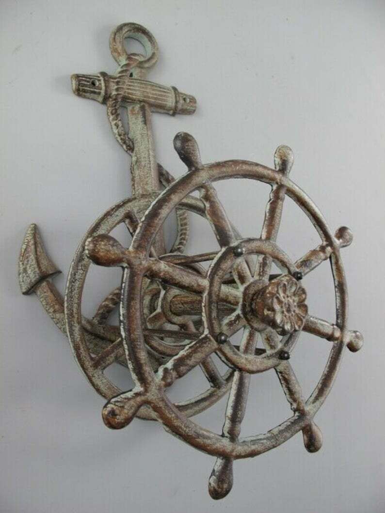 Hose Holder Maritim Anchor And. Steering Wheel Garden Hose Holder
