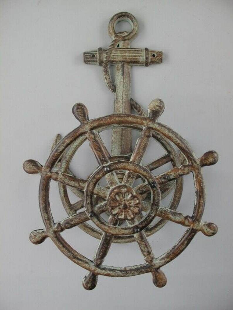 Hose Holder Maritim Anchor And. Steering Wheel Garden Hose Holder photo furniture