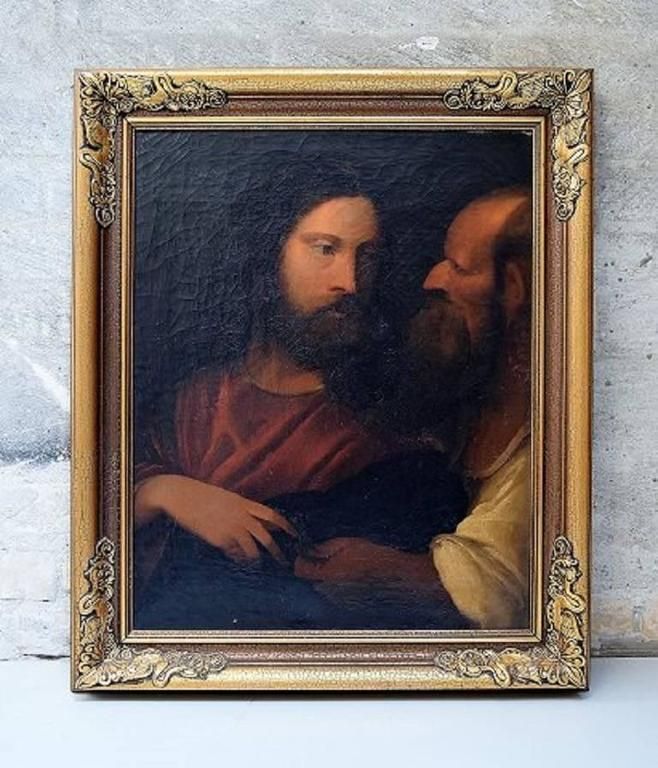 Unknown Artist, 19th Century Oil On Canvas, Biblical Motif After Titian photo furniture