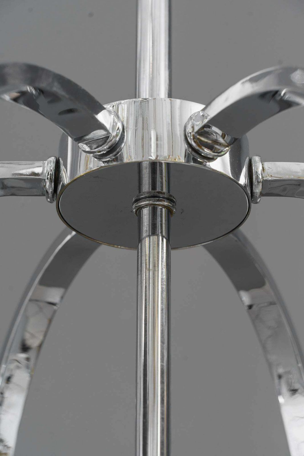 Lighting Rare And Very Big Chrome Chandelier Vienna Around 1920s photo