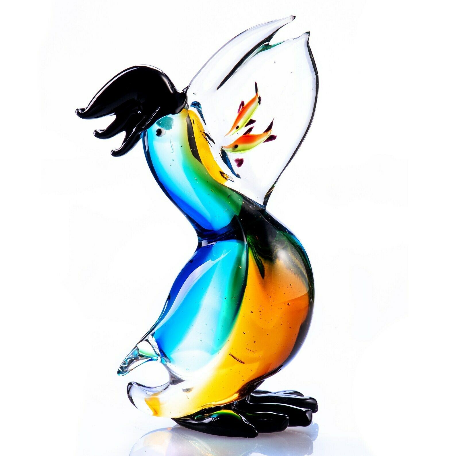 Exclusive Glass Pelican Figurine In Murano Style Made By Hand In The Style Of Venetian Murano Glass
