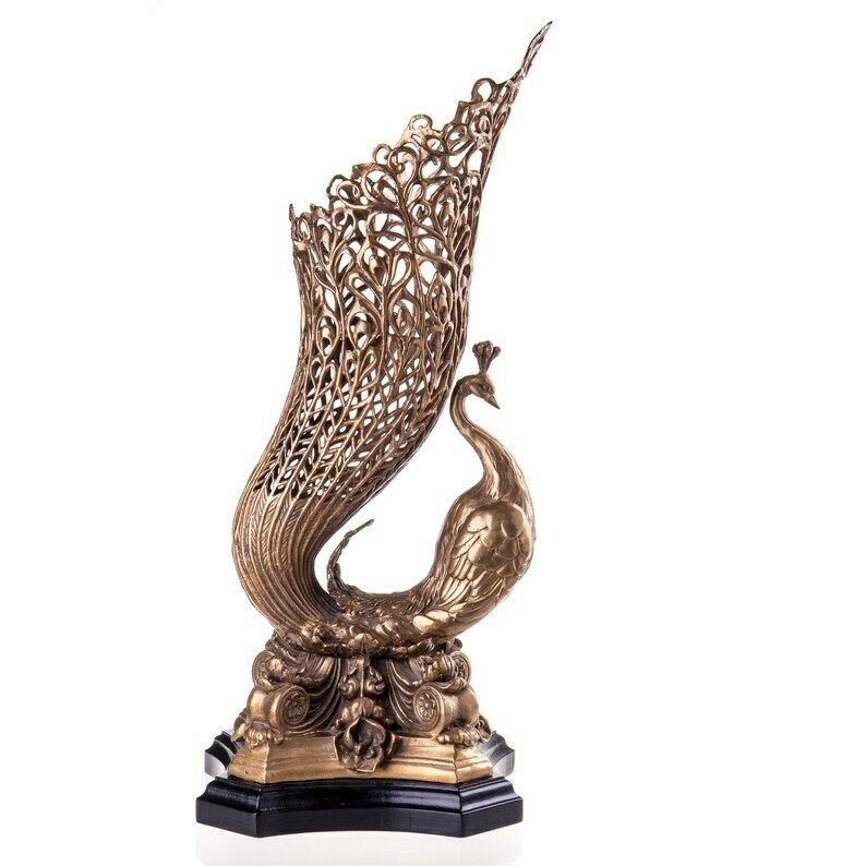 Amazing Swan Porcelain Vase With Bronze Base In Shape Of Swan Figurine, Exclusive Wedding Gift Idea photo for sale