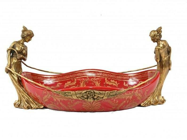 Antique Gorgeous French Art Nouveau Style Porcelain Dish, Wedding Gift, Home Deco, Office Deco photo furniture