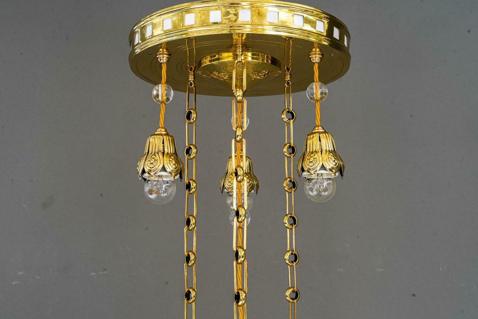 Jugendstil Chandelier With Cut Glass Shade, Vienna, 1910s photo furniture