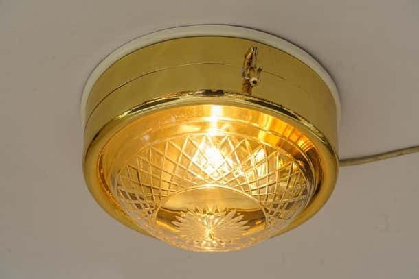 Art Deco Ceiling Or Wall Lamp With Original Cut Glass Shade Vienna Around 1920s photo buy