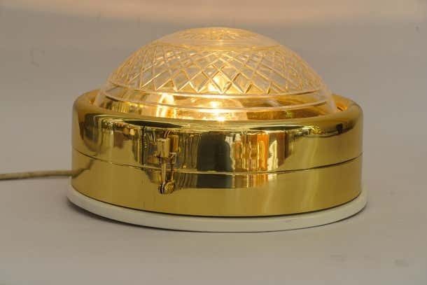 Art Deco Ceiling Or Wall Lamp With Original Cut Glass Shade Vienna Around 1920s photo vintage