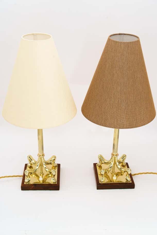 2 Big Art Deco Table Lamps With Fabric Shades Vienna Around 1920s photo 1228.0