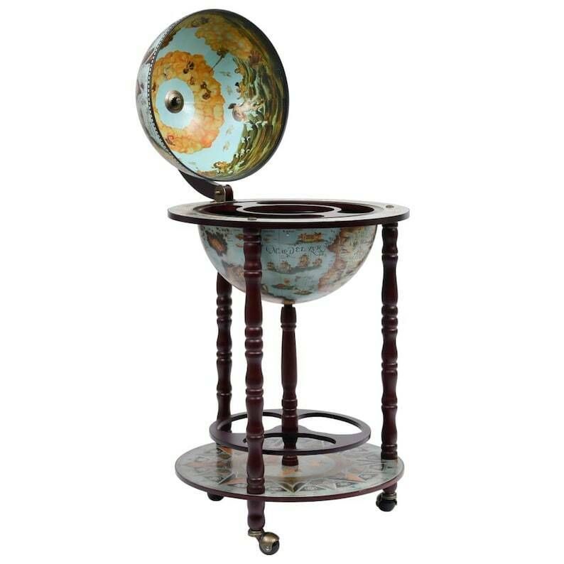 Wooden Barglobe For Drinks And Alcohols, Trolley In Shape Of Terrestrial Globe, Home Or Office Furniture photo for sale
