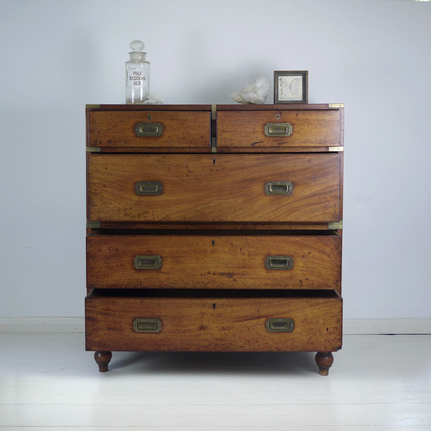 Antique 19th Century Mahogany Campaign Chest Of Drawers photo for sale