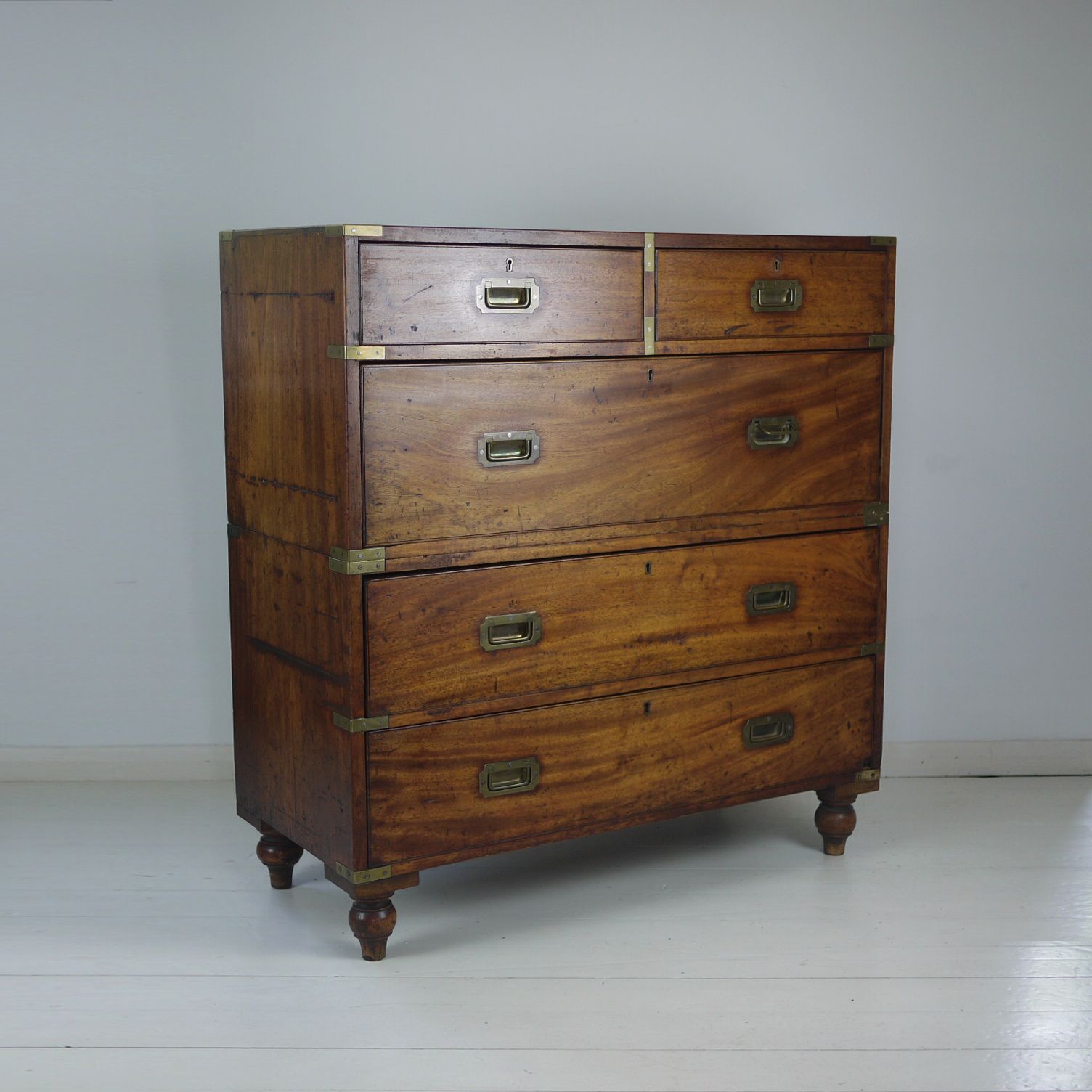 Antique 19th Century Mahogany Campaign Chest Of Drawers photo Furniture
