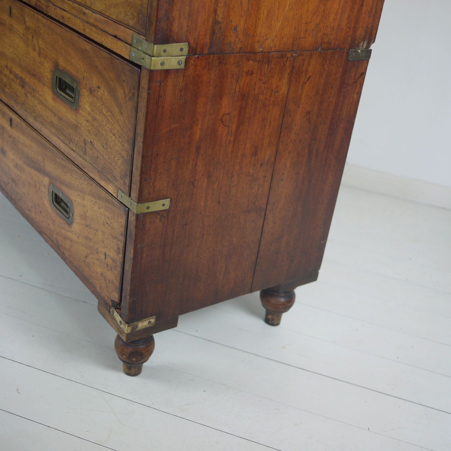 Furniture Antique 19th Century Mahogany Campaign Chest Of Drawers photo