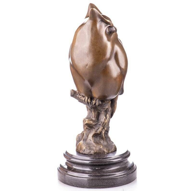 Young Owl, Bronze Sculpture On Marble Base, Vintage Figurine, Wisdom Symbol, Foundry Mark, Gift Idea photo furniture
