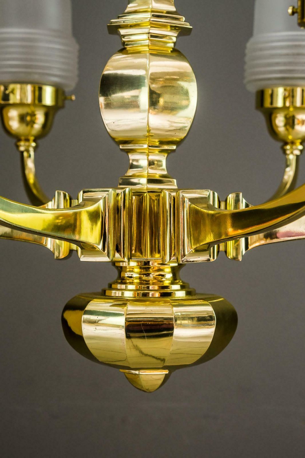 photo buy Art Deco Chandelier Vienna 1920s With Original Glass Shades