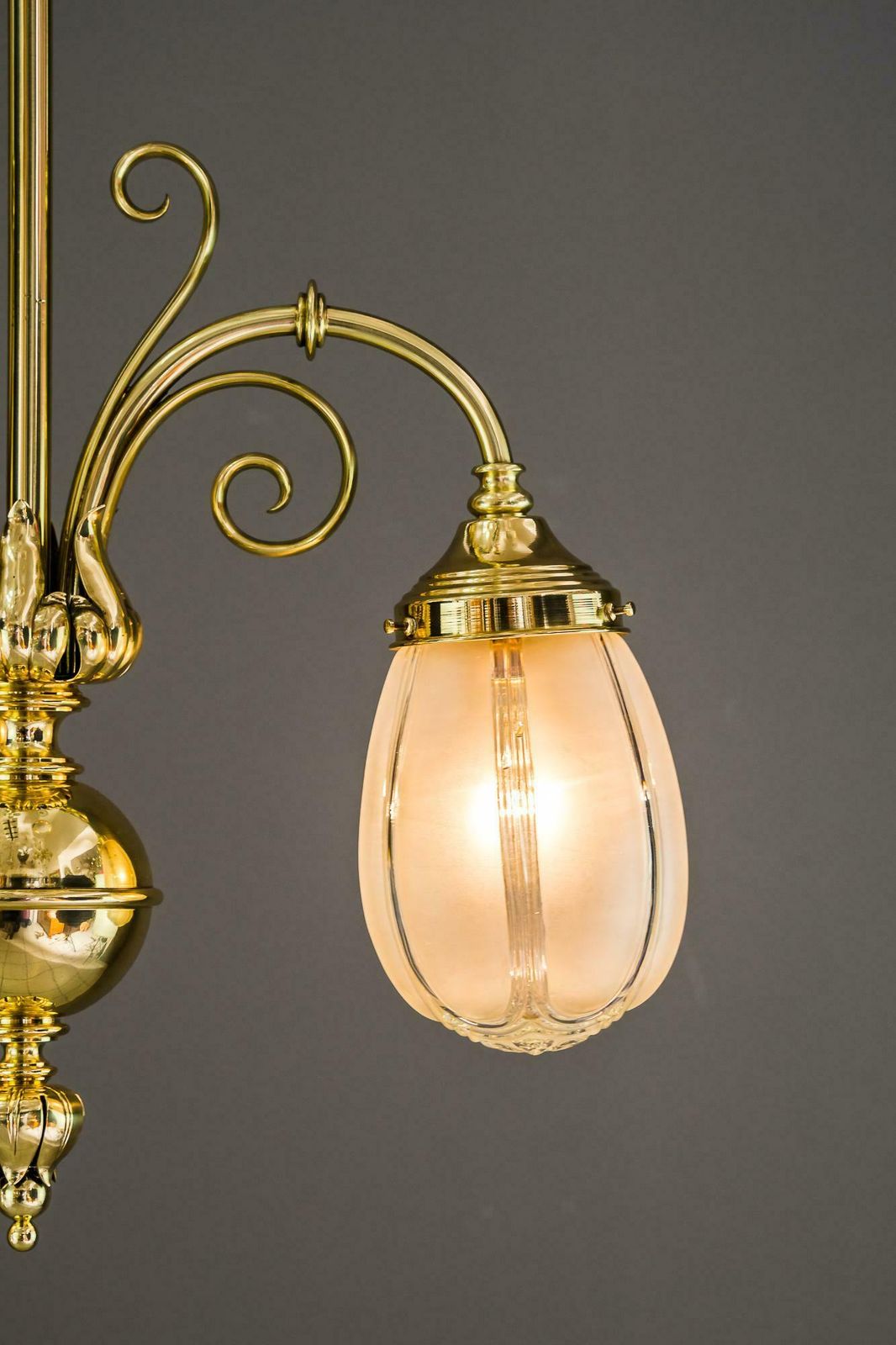 Art Deco Pendant With Original Glass Shades Vienna Around 1920s photo Lighting
