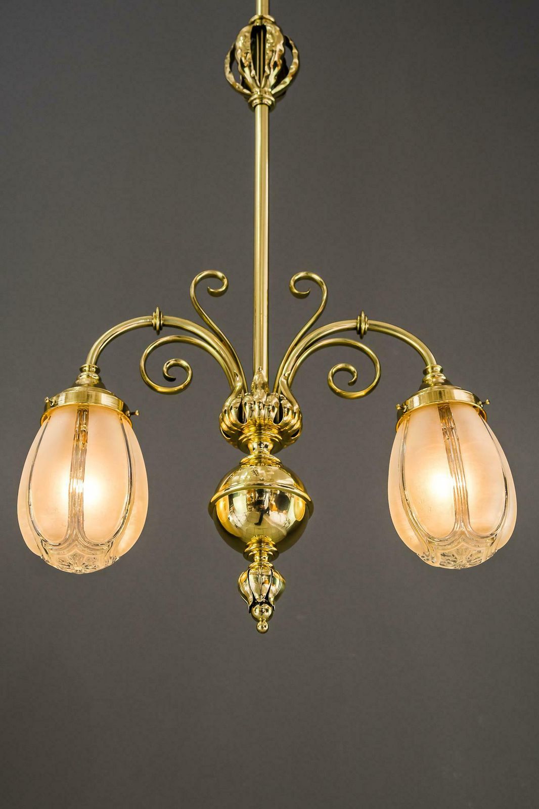 Art Deco Pendant With Original Glass Shades Vienna Around 1920s photo vinterior