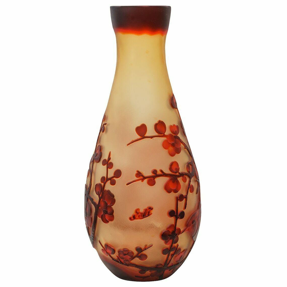 Vintage Emile Galle Style Vase, Big Glass Vase With Birds, Vase, Wedding Gift Idea photo furniture