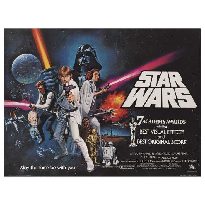Original British Film Poster For Star Wars 1977.