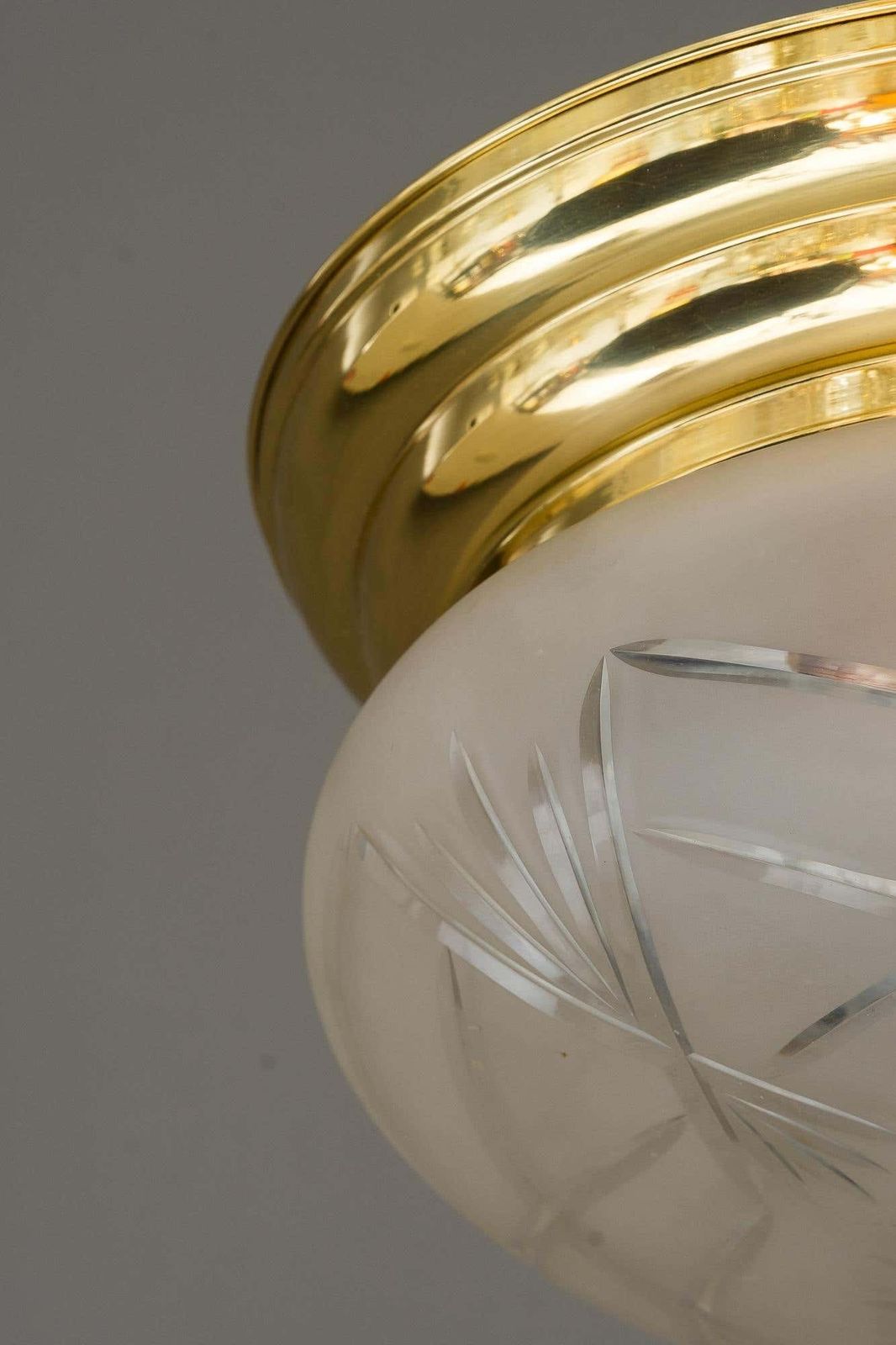 Art Deco Ceiling Lamp With Original Cut Glass Shade, Around 1920s photo 421.0