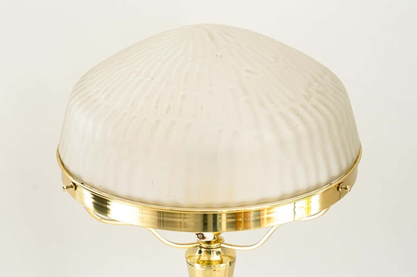 photo for sale Art Deco Table Lamp With Original Glass Shade Around 1920s