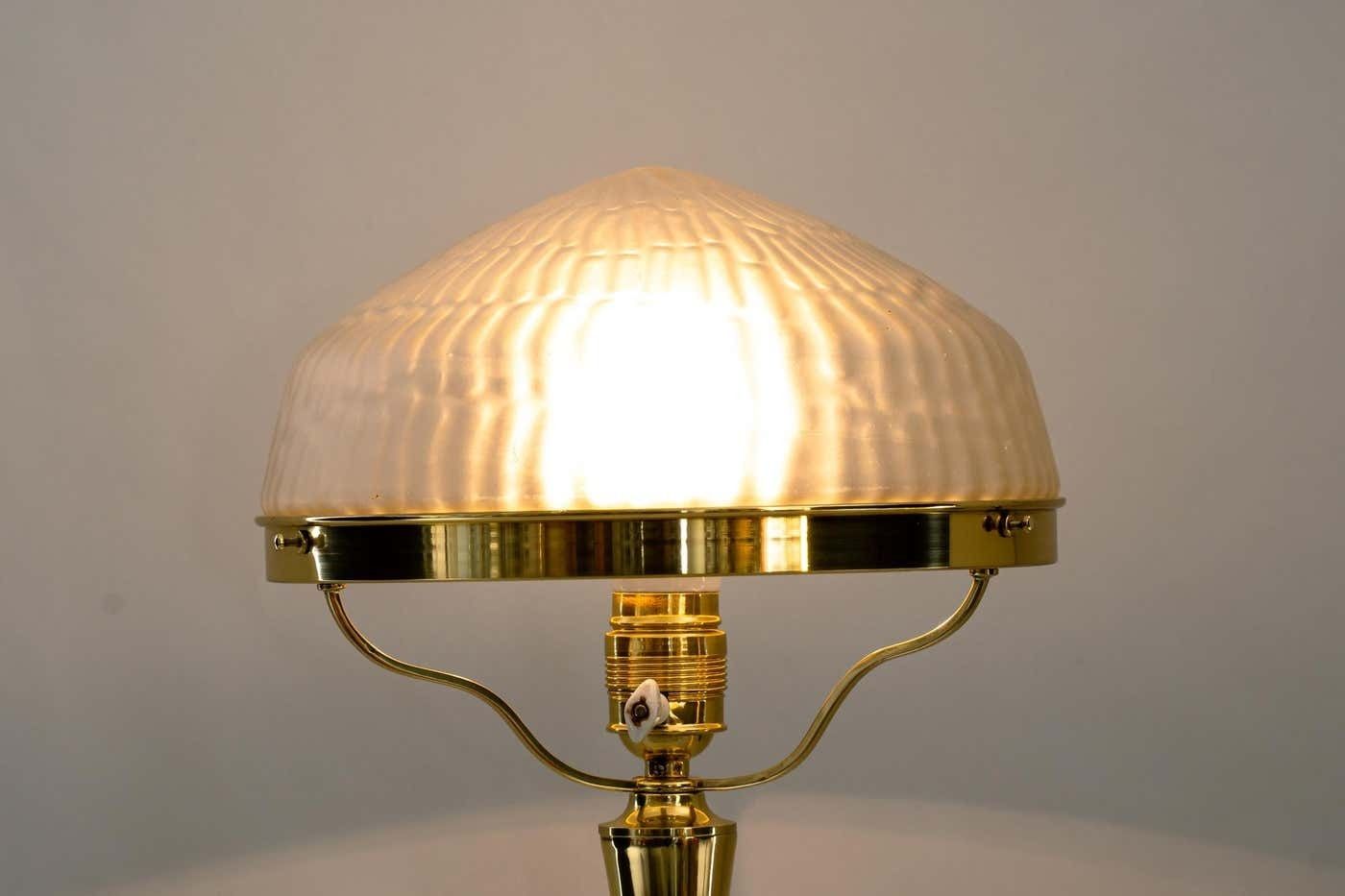 755.0 Art Deco Table Lamp With Original Glass Shade Around 1920s photo