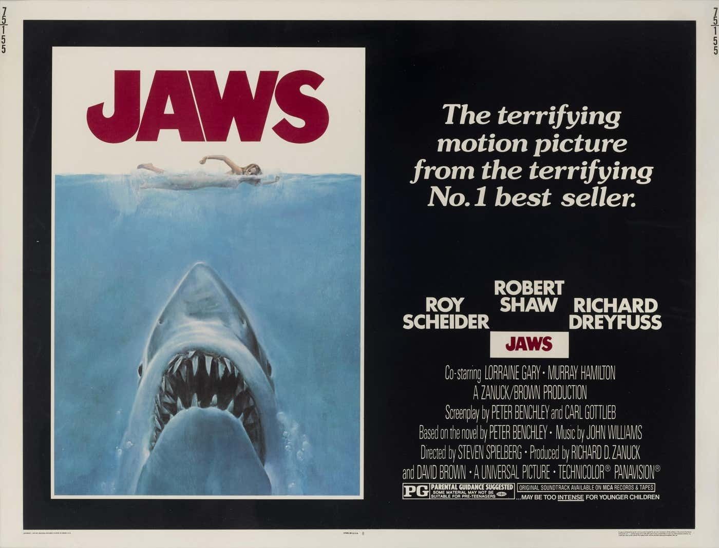 Original Us Film Poster For Jaws (1975) photo furniture