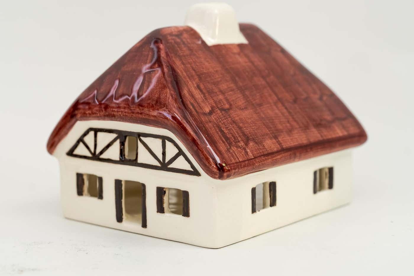 Christmas Ceramic Houses For Candle Light Deco In Shape Of A Village Around 1970 photo Home Decor