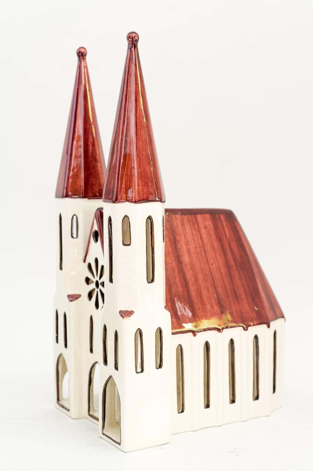 Christmas Ceramic Houses For Candle Light Deco In Shape Of A Village Around 1970 photo vinterior
