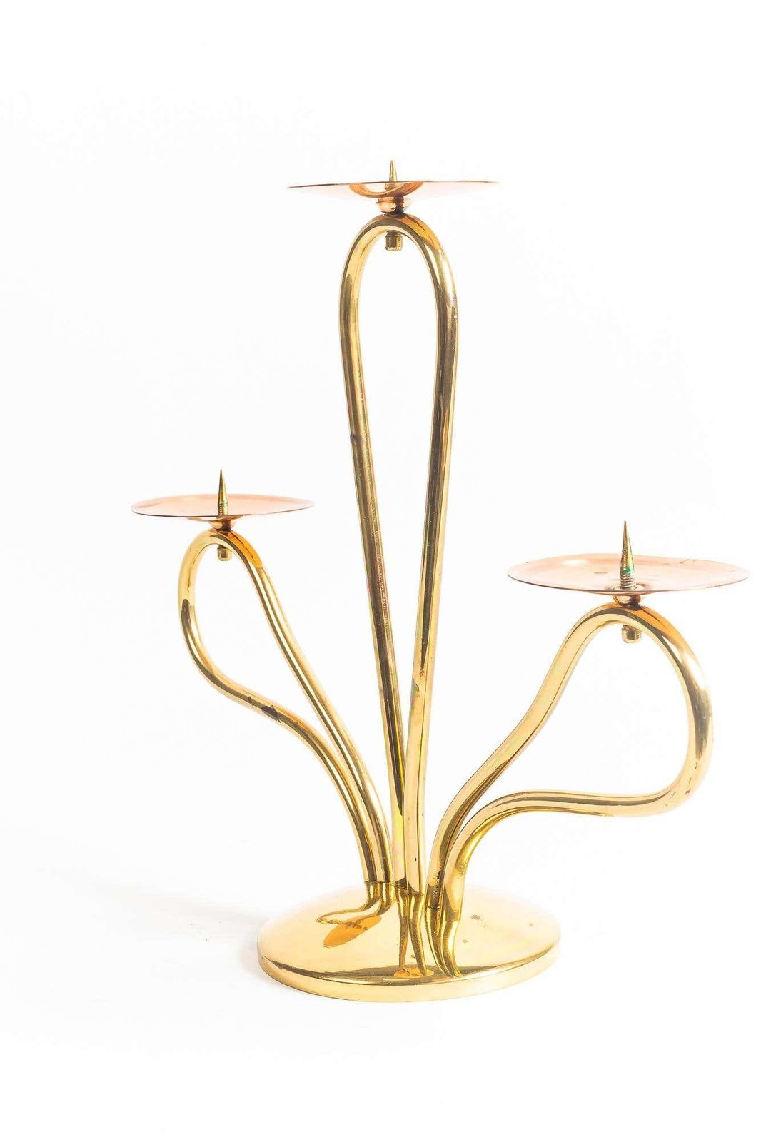 Candle Holder Vienna Brass And Copper Combination Around 1960s photo buy