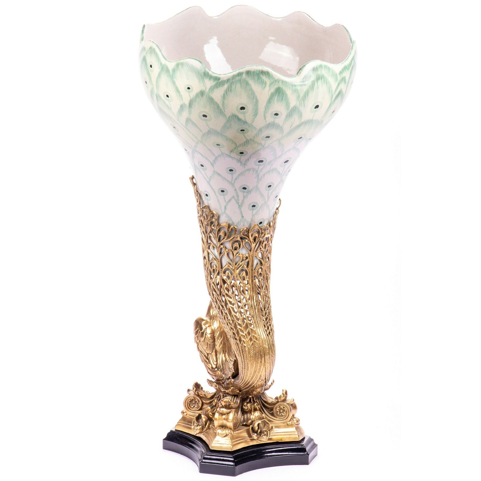 Amazing Swan Porcelain Vase With Bronze Base In Shape Of Swan Figurine, Exclusive Wedding Gift Idea photo for sale