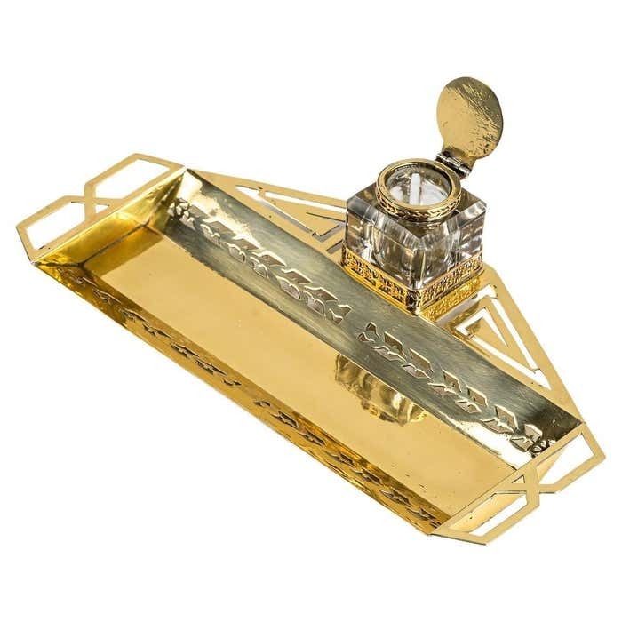 Art Deco Inkwell With Original Inkwell Glass, Vienna, Around 1920s