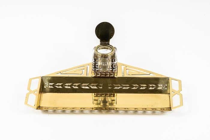 Art Deco Inkwell With Original Inkwell Glass, Vienna, Around 1920s photo 298.0