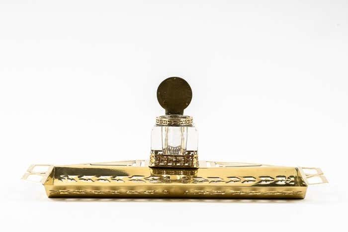 Art Deco Inkwell With Original Inkwell Glass, Vienna, Around 1920s photo vinterior