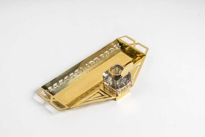 photo furniture Art Deco Inkwell With Original Inkwell Glass, Vienna, Around 1920s